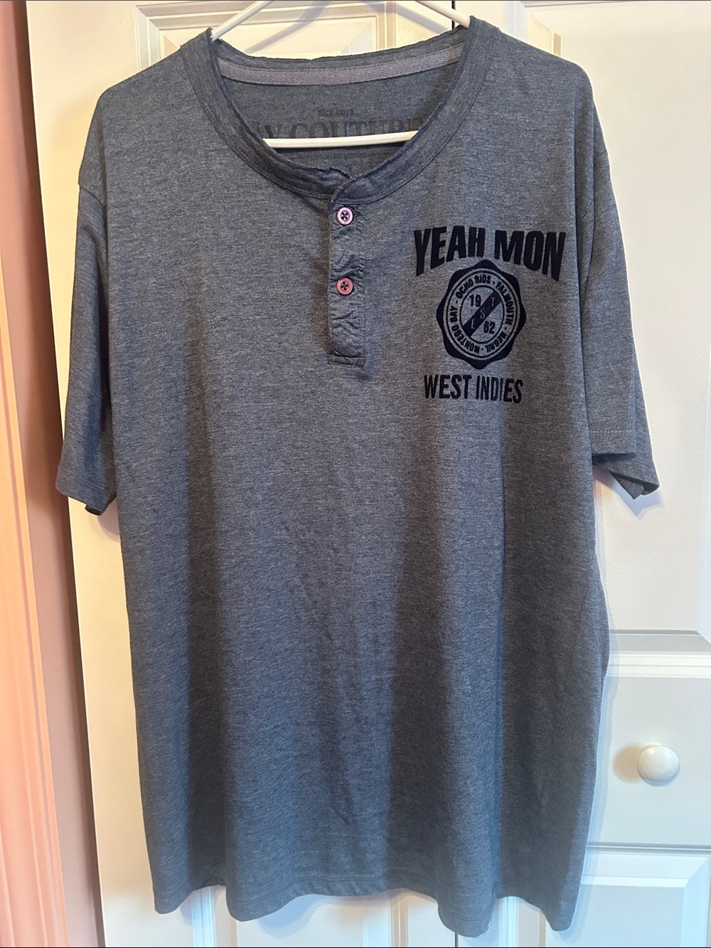 Grey Henley Short Sleeve Tee